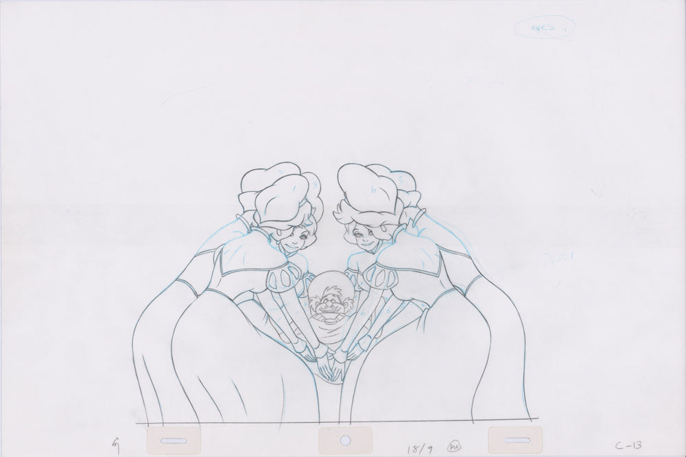 Swan Princess Hand-Drawn Pencil Art Cel