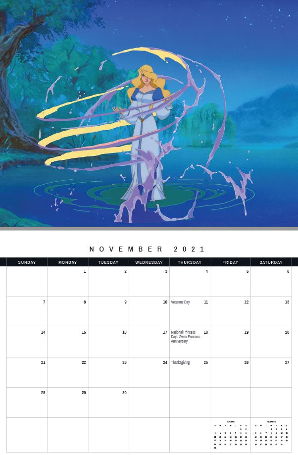 2021 Swan Princess Calendar November
